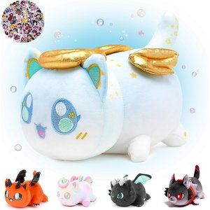 11" Angel Cat Plush 60-Sticker Meemaows Popular Cat Plush 100% Polyester Pillow